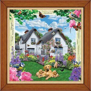 Master Pieces Framed! Delphinium Cottage Labrador Mini Jigsaw Puzzle 300 Piece